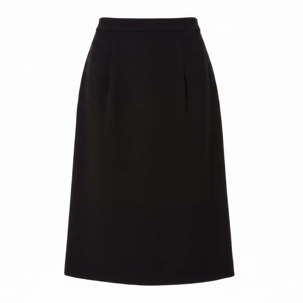 Vintage Style Tailored Black Midi Pencil Skirt with Back Slit Medium